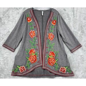 Monoreno Sweater Womens Small Floral Embroidered Cottage Festival Boho Topper